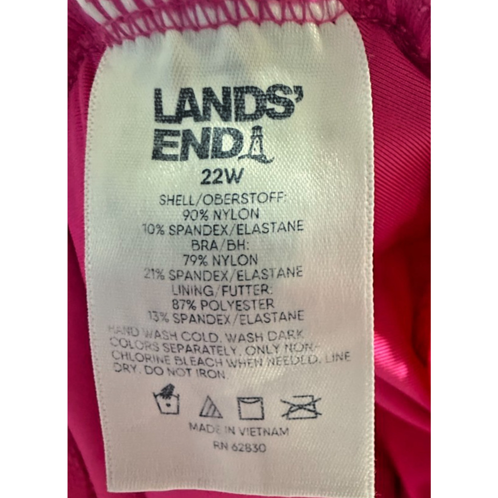 Lands' End Pink One Piece Swimsuit Women’s 22W Tugless Textured Chlorine Resist - Picture 3 of 5